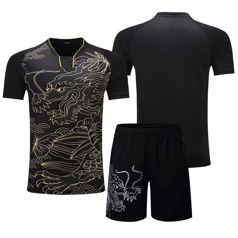 Table Tennis Zhang Jike - เสื้อเทเบิลเทนนิสลายมังกรจีนสำหรับผู้ชายผู้หญิงเด็กเสื้อยืดปิงปองจีนชุดกีฬาชุดเทเบิลเทนนิสเสื้อผ้า