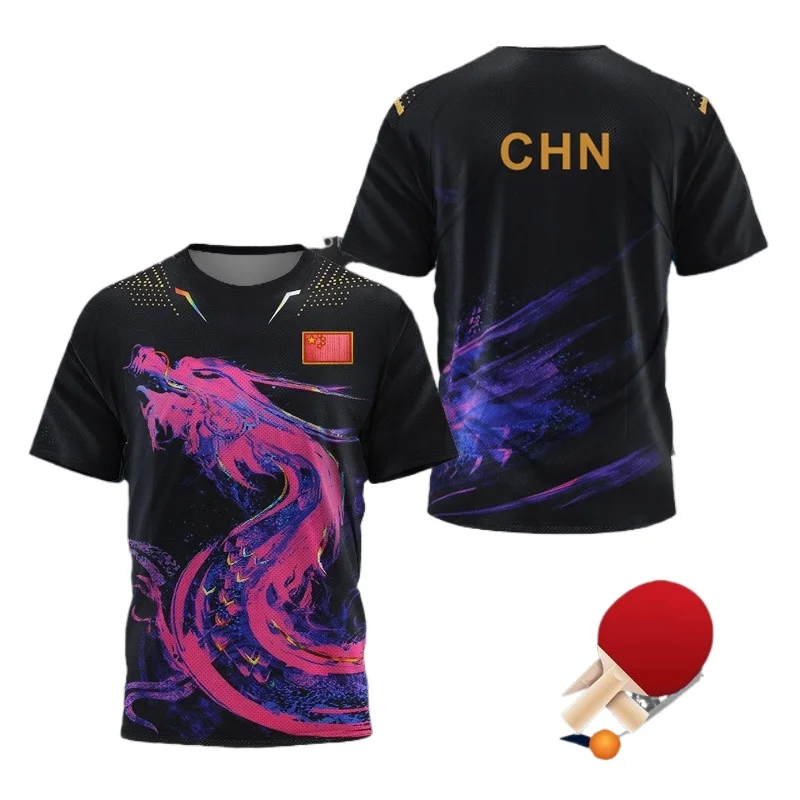Table Tennis Zhang Jike - เสื้อยืดลายกราฟิก CHINA Dragon สำหรับผู้ชาย เสื้อผ้าแฟชั่น เสื้อยืดกีฬาแบดมินตัน